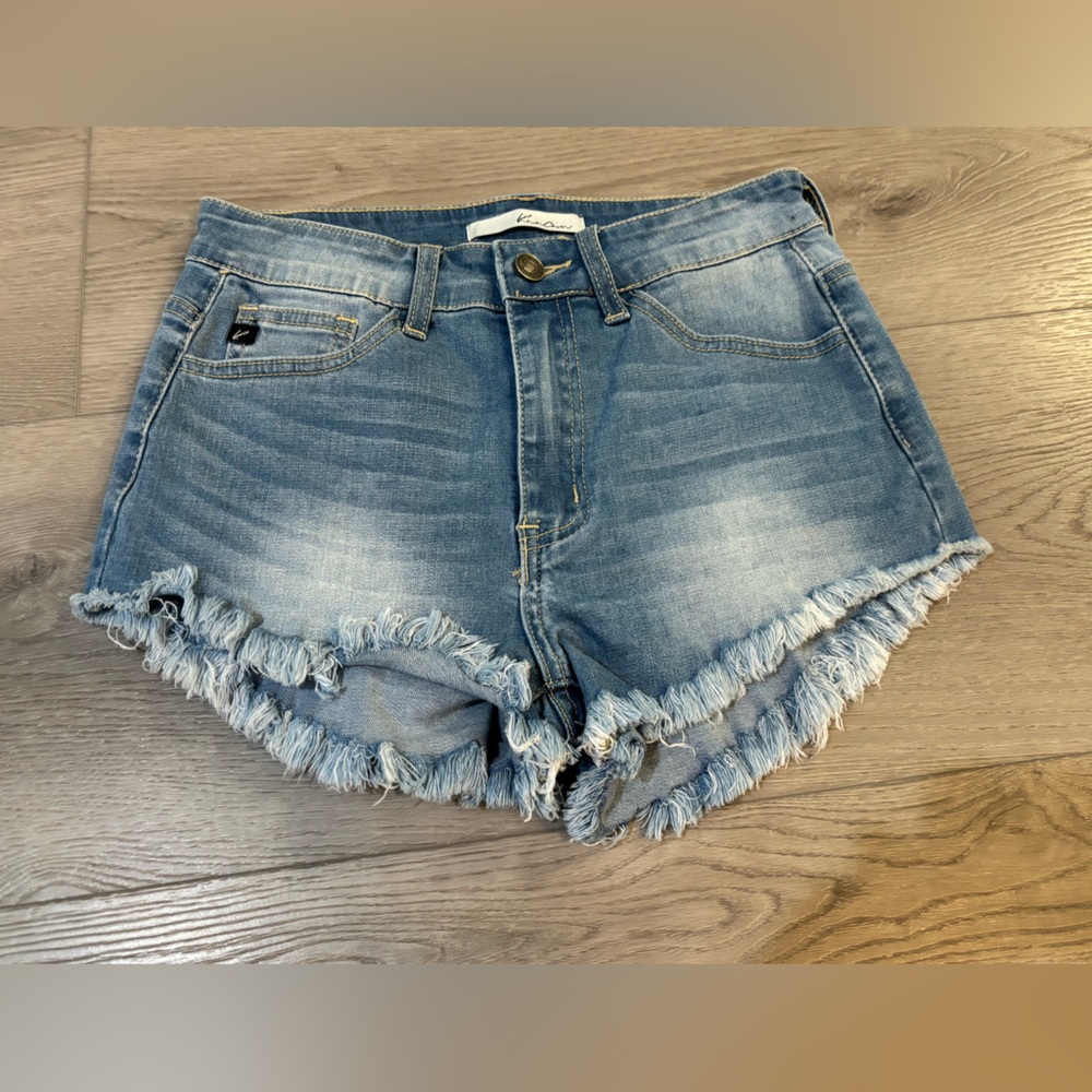 KanCan Blue Denim Frayed Jean Shorts - Size 25 - Picture 1 of 14